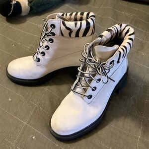 Timberland White and Black Ankle Boots